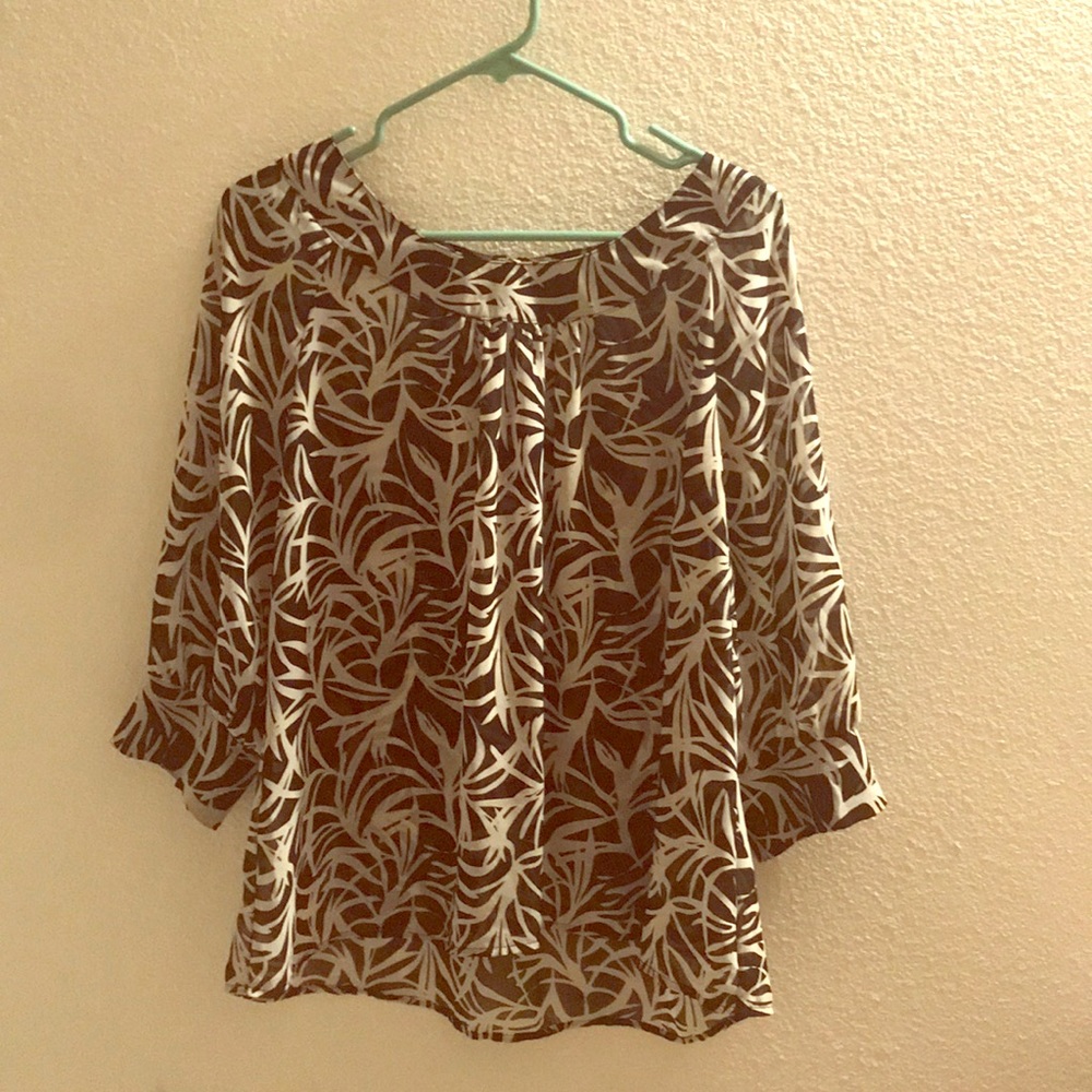 Worthington Black and White semi-Sheer Blouse